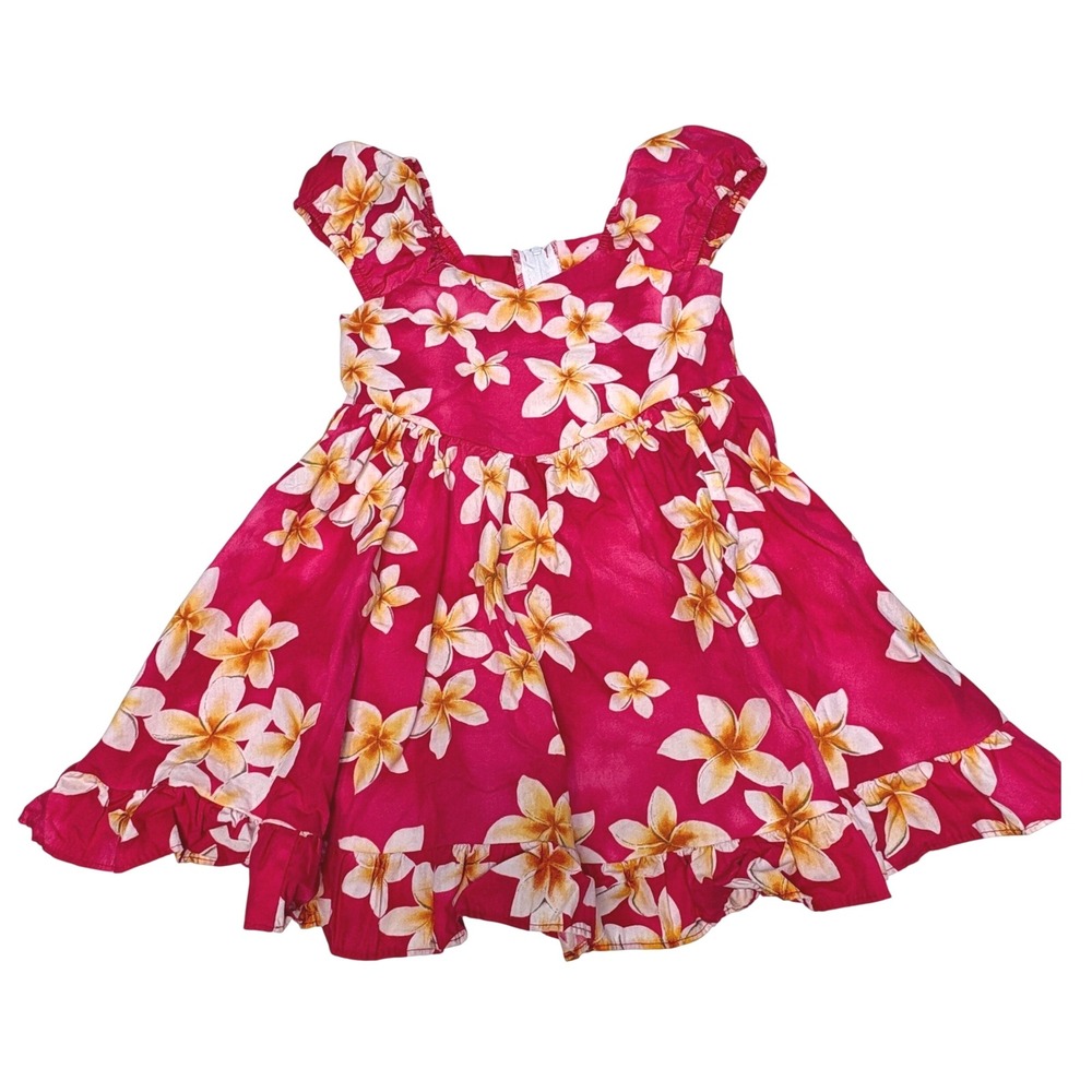 Kids 1 Dress Royal‎ Hawaiian Creations Pink Floral Muumuu Ruffle Made in Hawaii